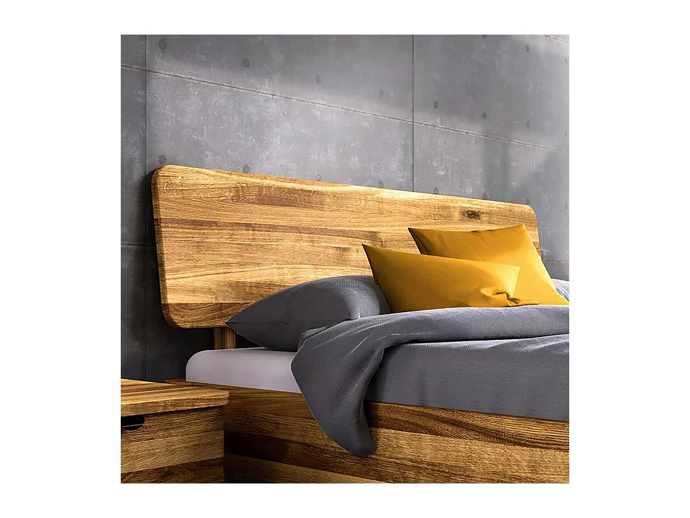 Holzbett mit Metallgestell aus Wildeiche und Stahl 41 cm Einstiegshöhe