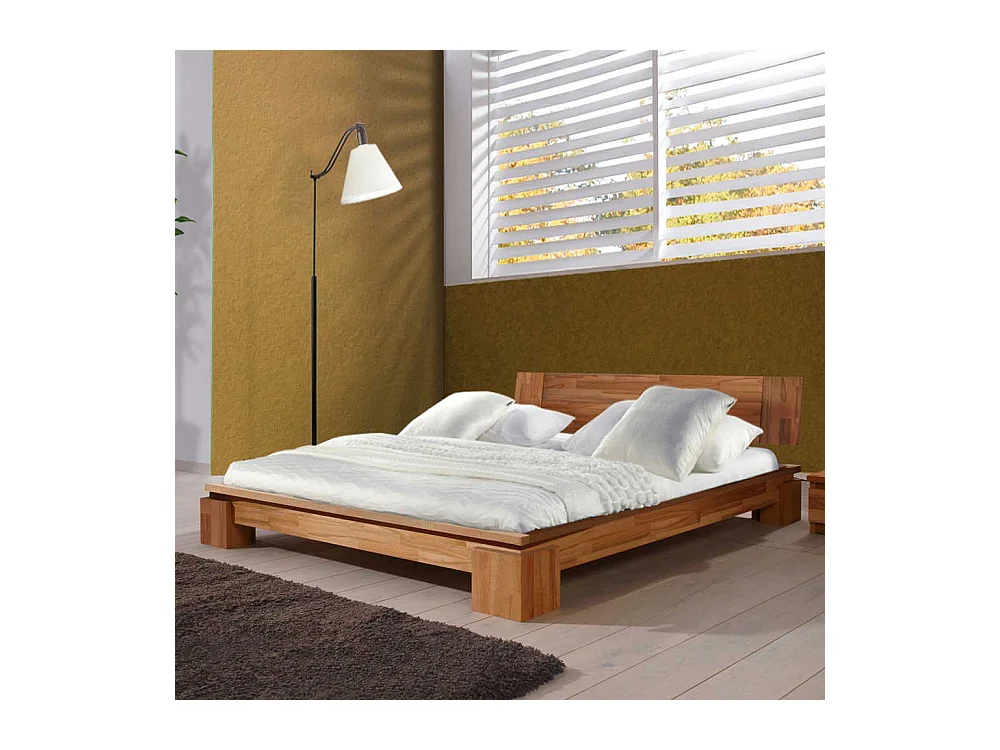 Futonbett aus Kernbuche Massivholz mit Kopfteil
