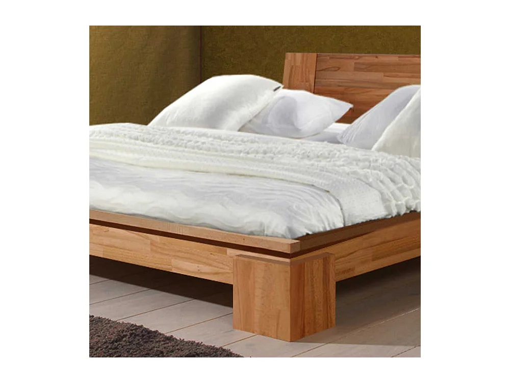 Futonbett aus Kernbuche Massivholz mit Kopfteil