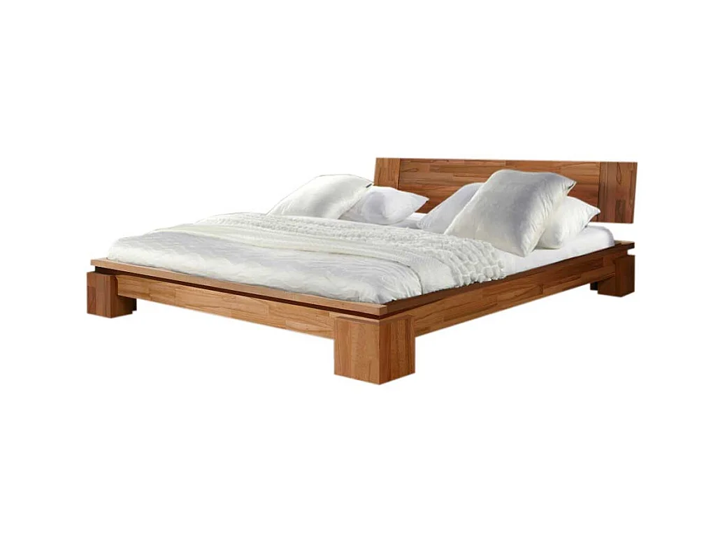 Futonbett aus Kernbuche Massivholz mit Kopfteil