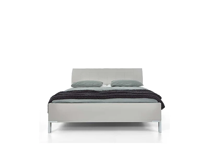 Bettrahmen in Hellgrau Polsterkopfteil