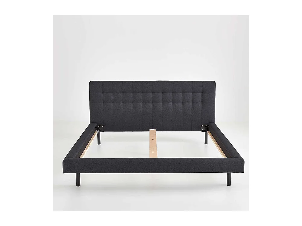 Polsterbettgestell in Dunkelgrau Stoff Vierfußgestell aus Holz