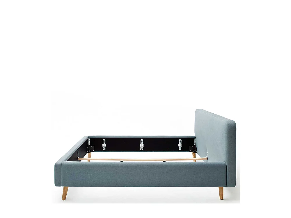 Gepolstertes Bett in Hellblau Webstoff modern