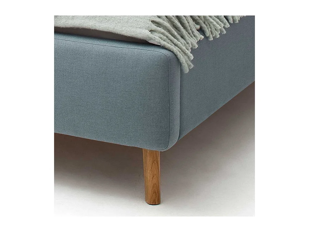 Gepolstertes Bett in Hellblau Webstoff modern