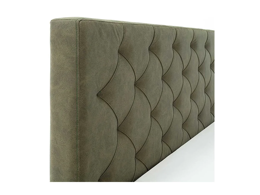 Gepolstertes Bett in Oliv Grün Gestell aus Holz