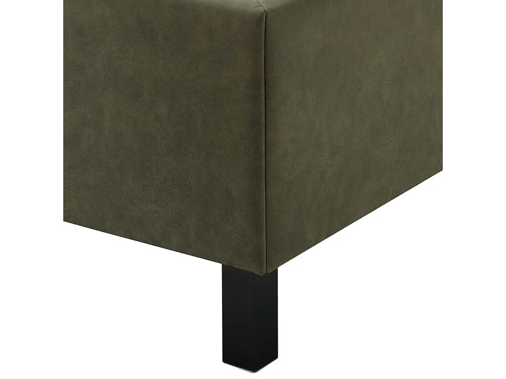 Gepolstertes Bett in Oliv Grün Gestell aus Holz