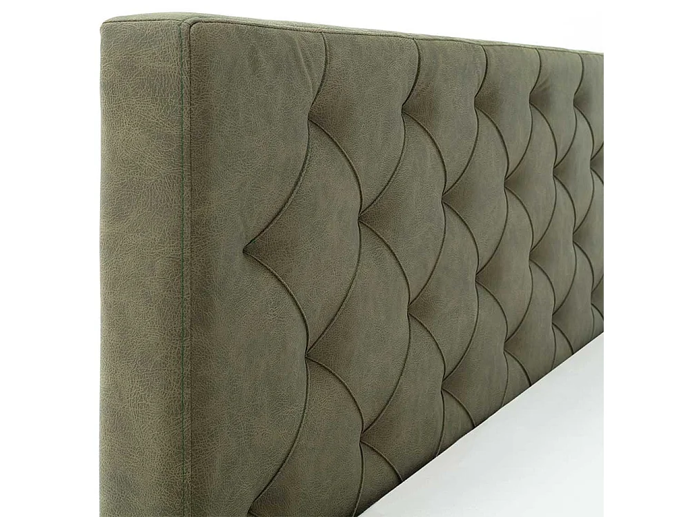 Gepolstertes Bett in Oliv Grün Gestell aus Holz