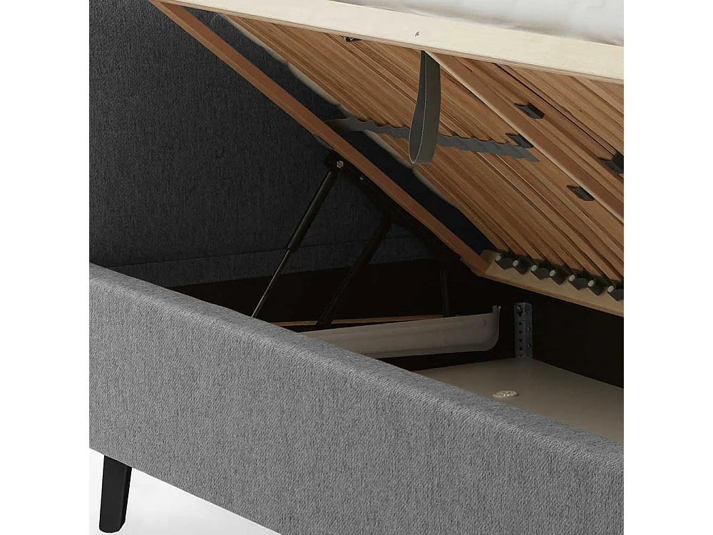 Graues Polsterbett im Skandi Design 50 cm Einstiegshöhe