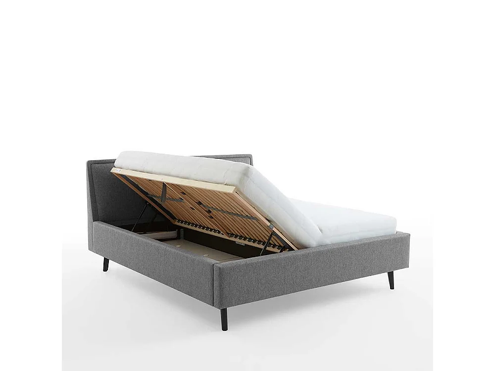 Graues Polsterbett im Skandi Design 50 cm Einstiegshöhe