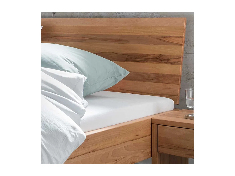 Massivbett mit Nakos aus Kernbuche Holz 45 cm Einstiegshöhe (dreiteilig)