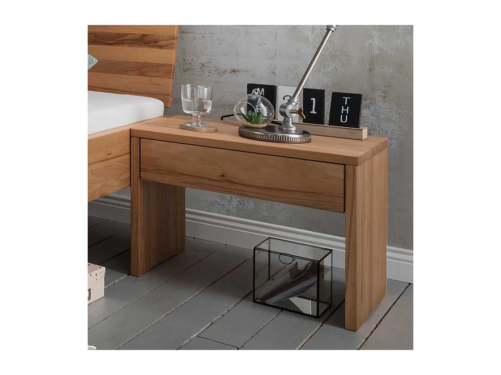 Massivbett mit Nakos aus Kernbuche Holz 45 cm Einstiegshöhe (dreiteilig)