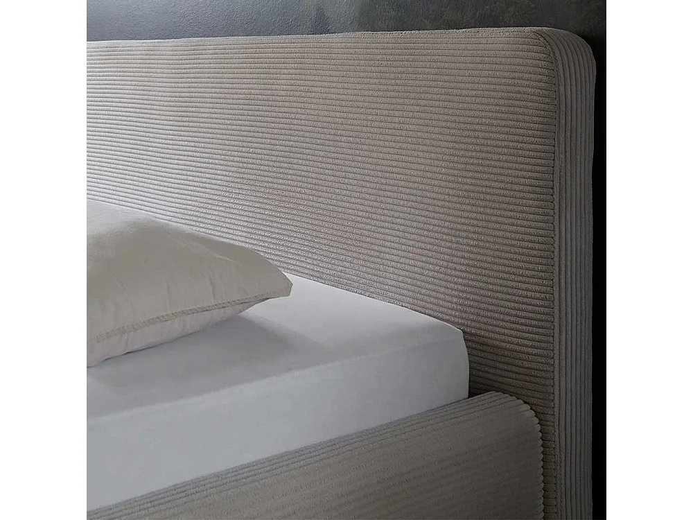 Polsterbett in Beige mit Cordbezug Vierfußgestell aus Holz