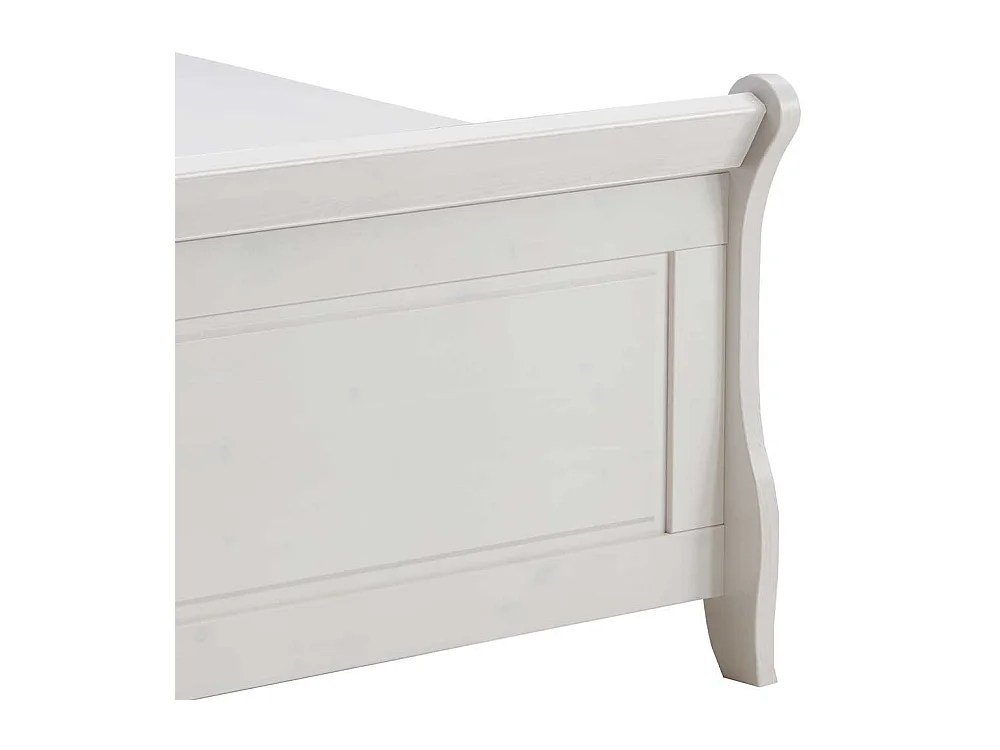 Landhaus Doppelbett in Weiß Kiefer massiv Nachtkonsolen (dreiteilig)