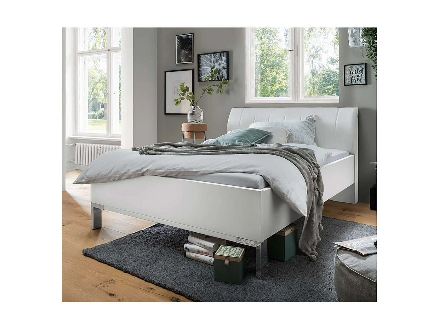 Doppelbett Bettgestell in Weiß - modernes Design