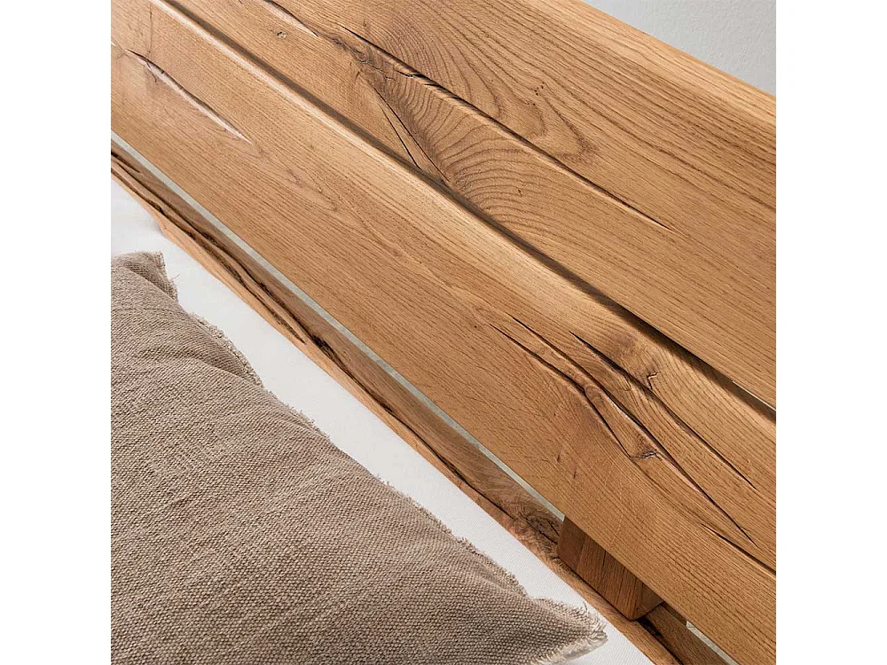 Balkenbett aus Wildeiche Massivholz 42 cm Einstiegshöhe