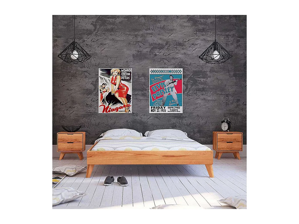 Doppelbett aus Kernbuche Massivholz Kopfteil (dreiteilig)
