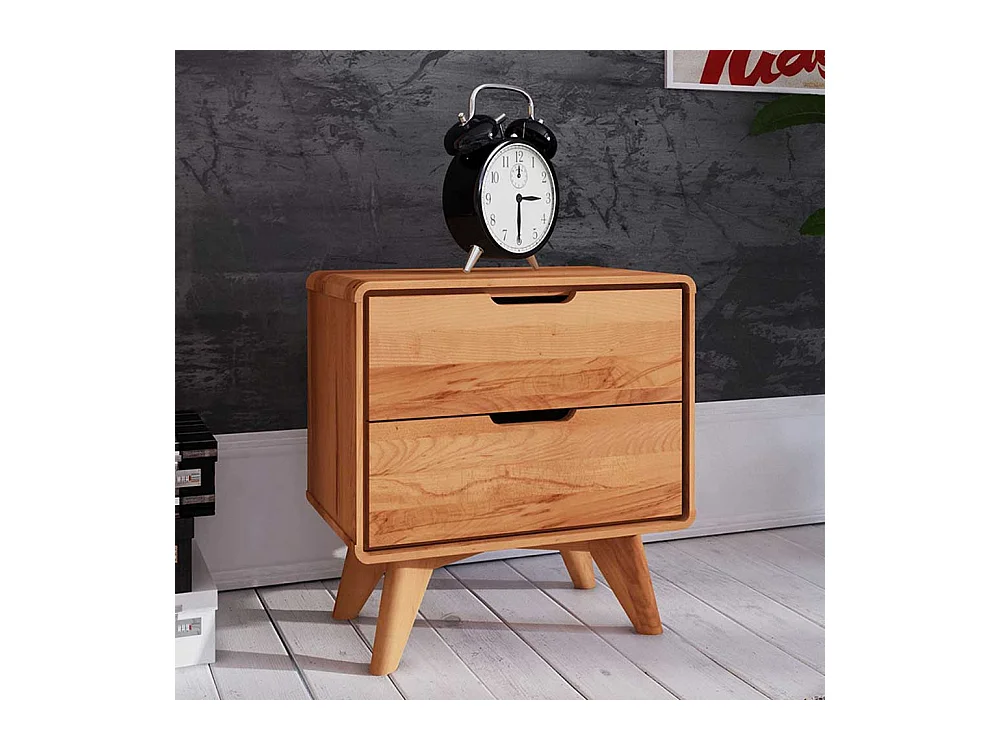 Doppelbett aus Kernbuche Massivholz Kopfteil (dreiteilig)