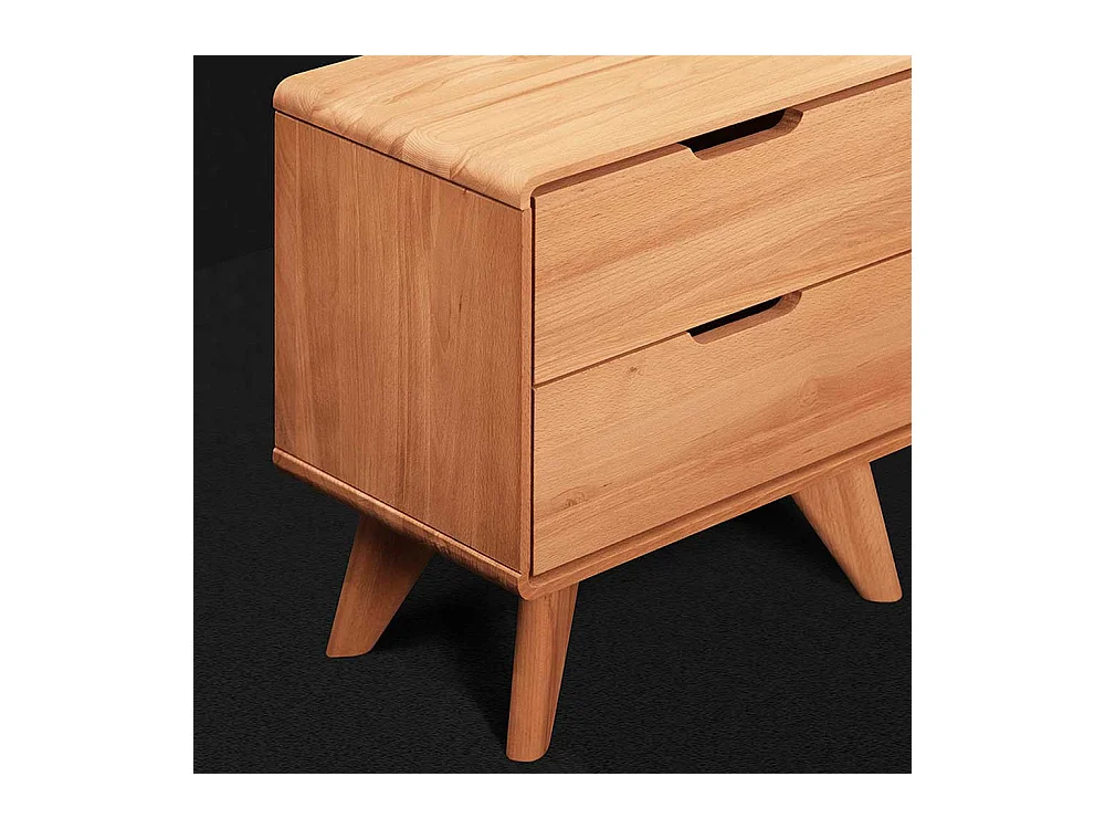 Doppelbett aus Kernbuche Massivholz Kopfteil (dreiteilig)