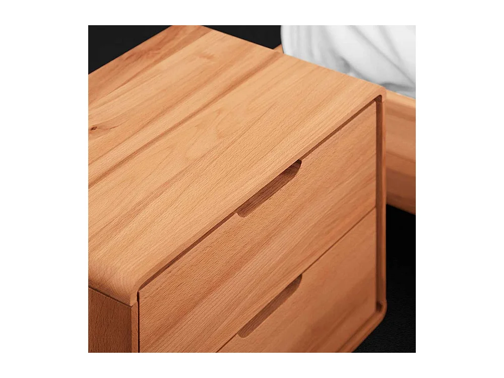 Doppelbett aus Kernbuche Massivholz Kopfteil (dreiteilig)
