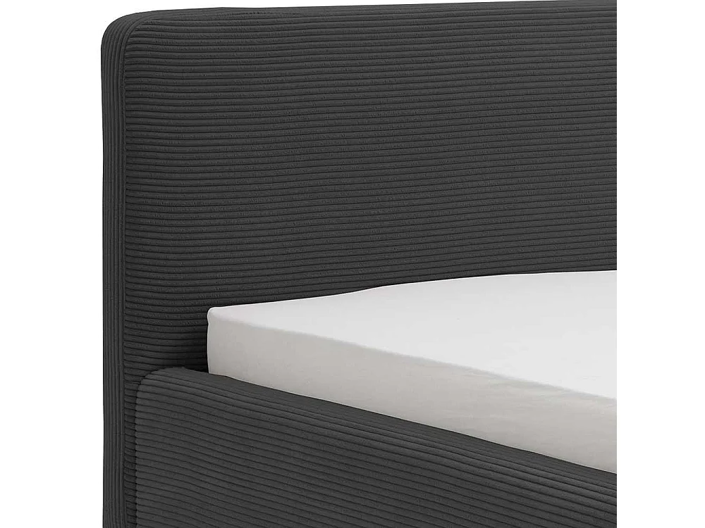 Cord Polsterbett in Anthrazit Eichefarben