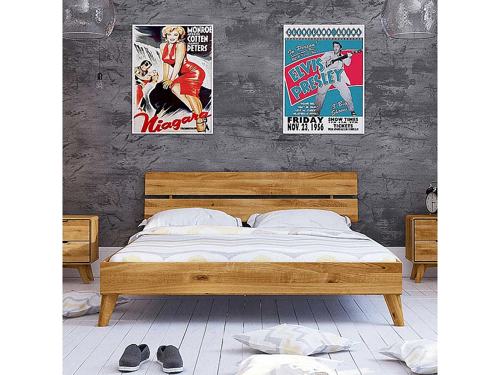 Vollholzbett aus Wildeiche Massivholz 10 cm Bodenfreiheit