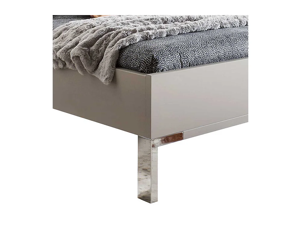 Bett in Hellgrau Weiß LED Beleuchtung (dreiteilig)