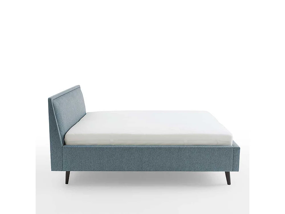 Polsterbettgestell in Blaugrau Vierfußgestell aus Holz