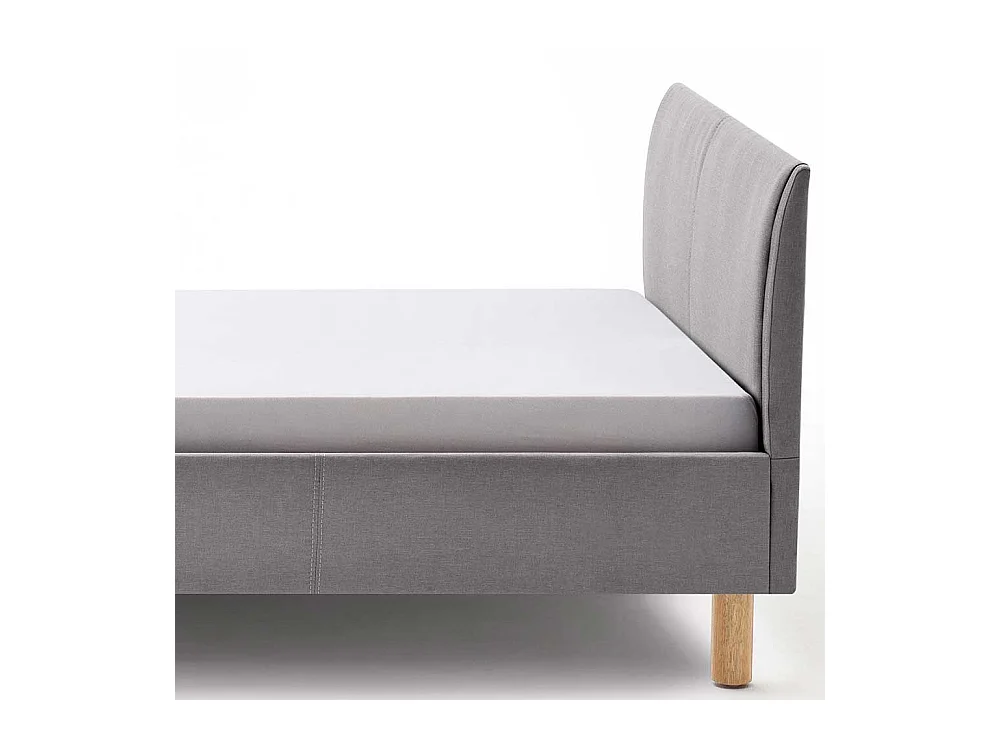 Niedriges Bett in Hellgrau Webstoff Skandi Design