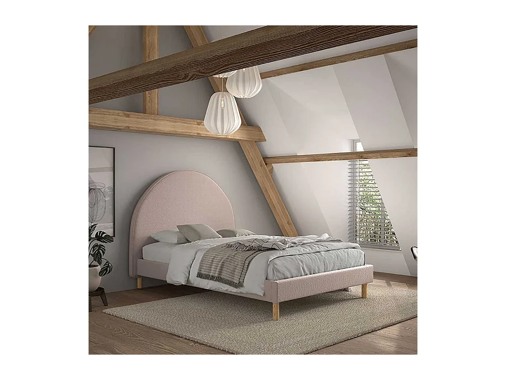 Bett 140x200 cm in Rosa Boucle Skandi Design