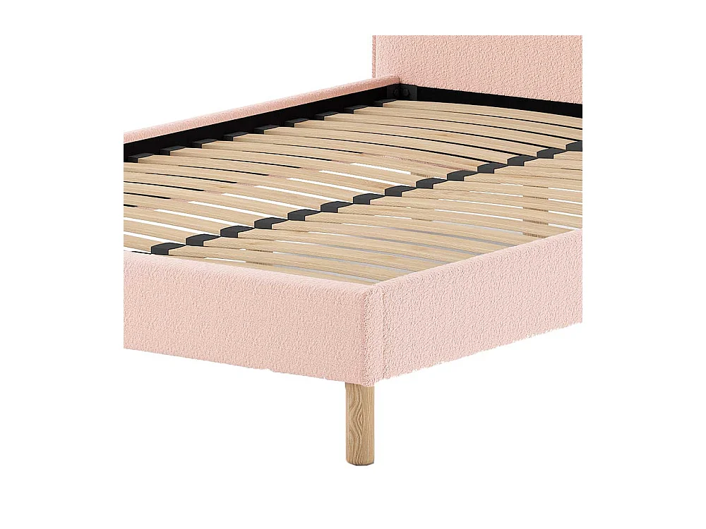Bett 140x200 cm in Rosa Boucle Skandi Design