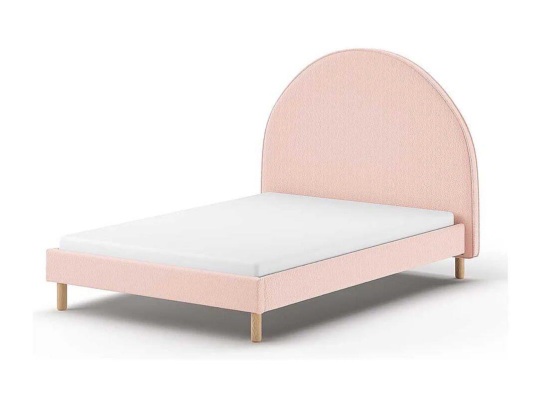 Bett 140x200 cm in Rosa Boucle Skandi Design