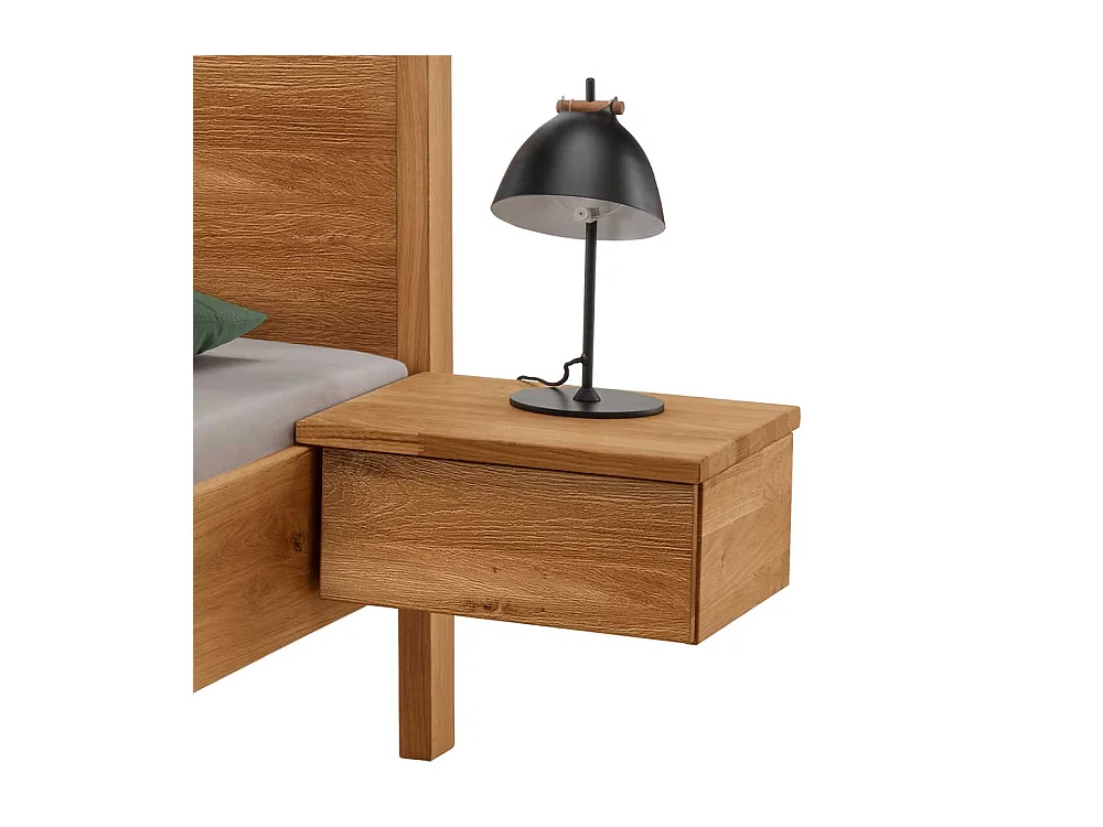 Massivholz 140 cm Bett in Wildeichefarben 41 cm Einstiegshöhe