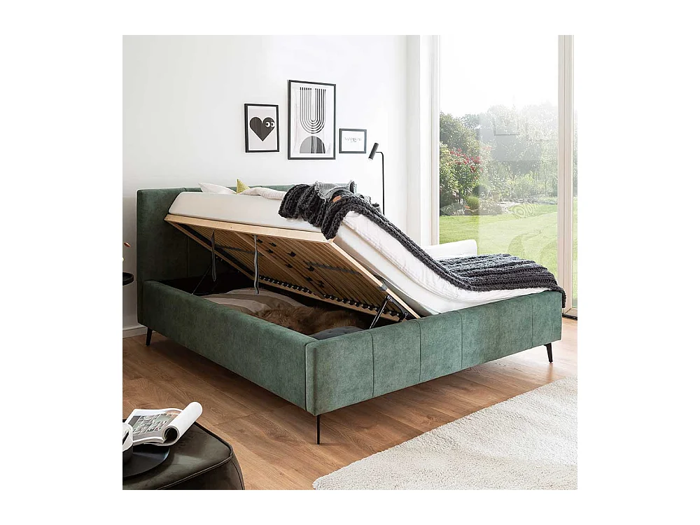 Komfortbett Stoff Grün aus Velours Vierfußgestell aus Metall