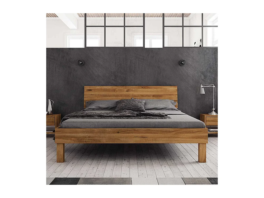 Holzbett aus Wildeiche Massivholz modern