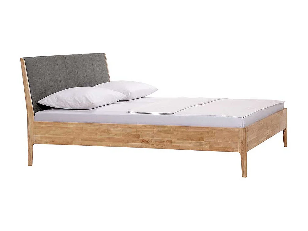 Bettgestell mit Polster Kopfteil in Wildeiche Honigfarben Massivholz