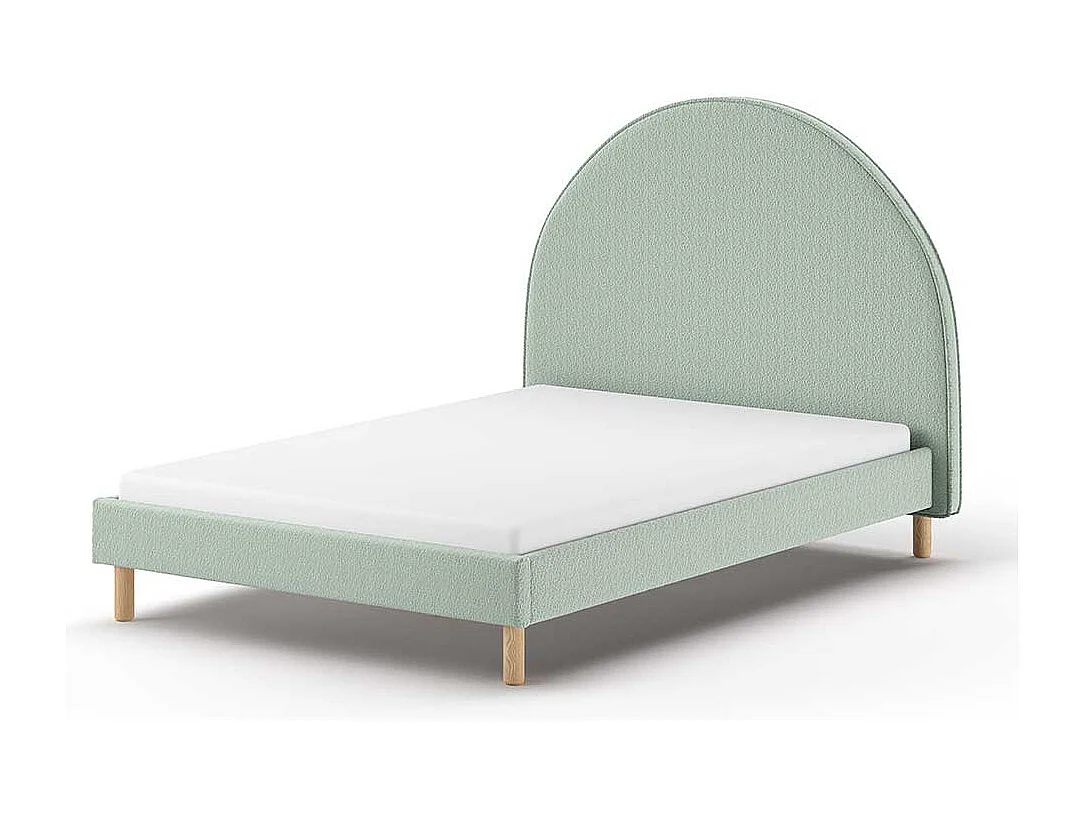 Franzoesisches Bett grün aus Boucle Stoff Skandi Design