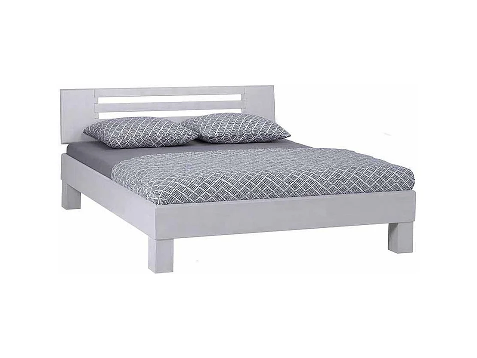 Holzbett in Weiß Buche Massivholz