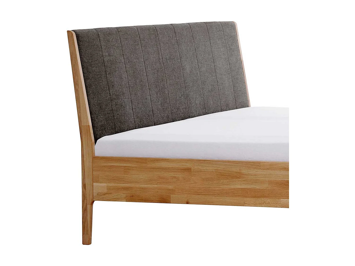 Bettgestell mit Polster Kopfteil in Wildeiche Honigfarben Massivholz