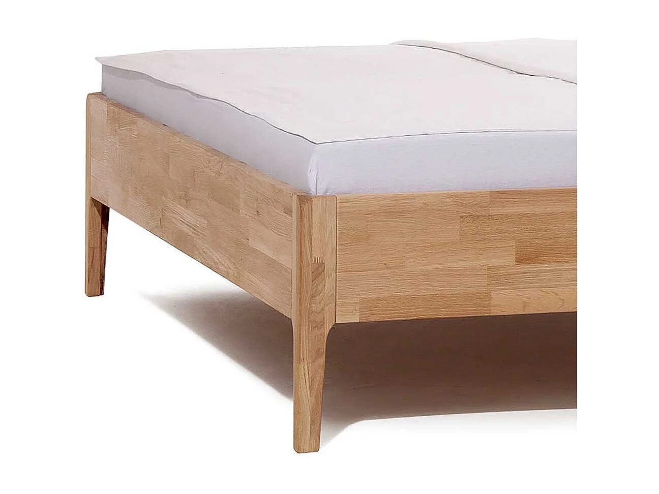 Bettgestell mit Polster Kopfteil in Wildeiche Honigfarben Massivholz