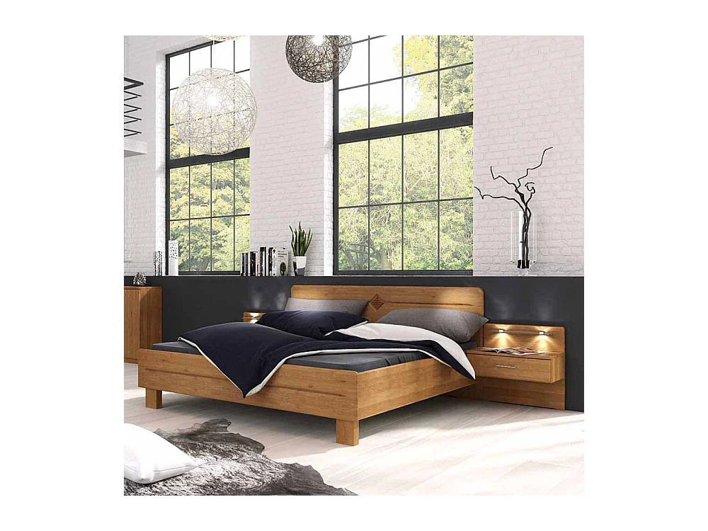 Ehebett aus Erle Nachtkonsolen (dreiteilig)