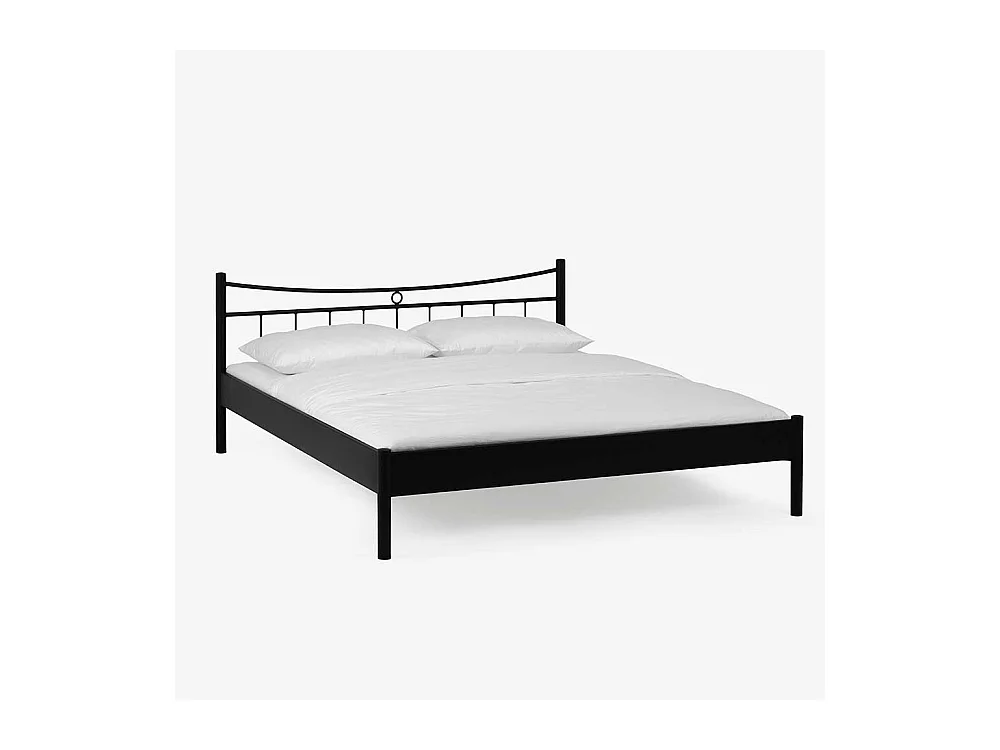 Bett aus Eisen Schwarz mit Nachttisch (zweiteilig)