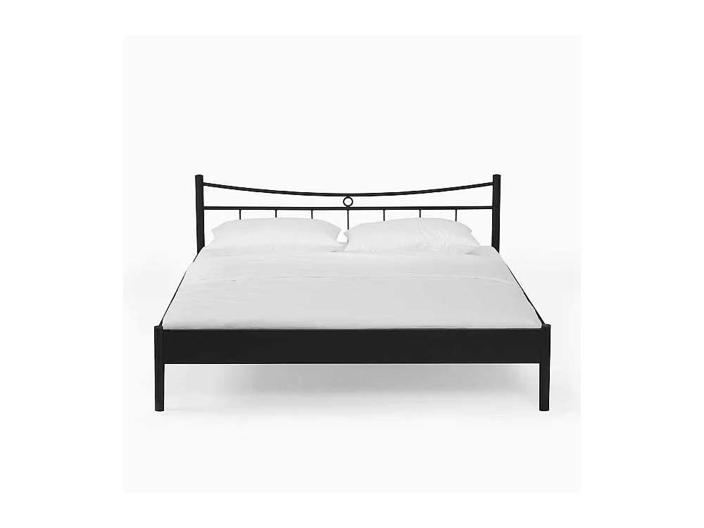 Bett aus Eisen Schwarz mit Nachttisch (zweiteilig)