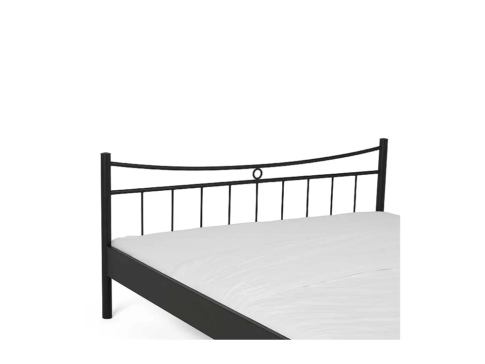 Bett aus Eisen Schwarz mit Nachttisch (zweiteilig)