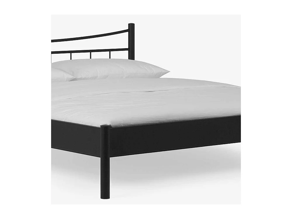 Bett aus Eisen Schwarz mit Nachttisch (zweiteilig)