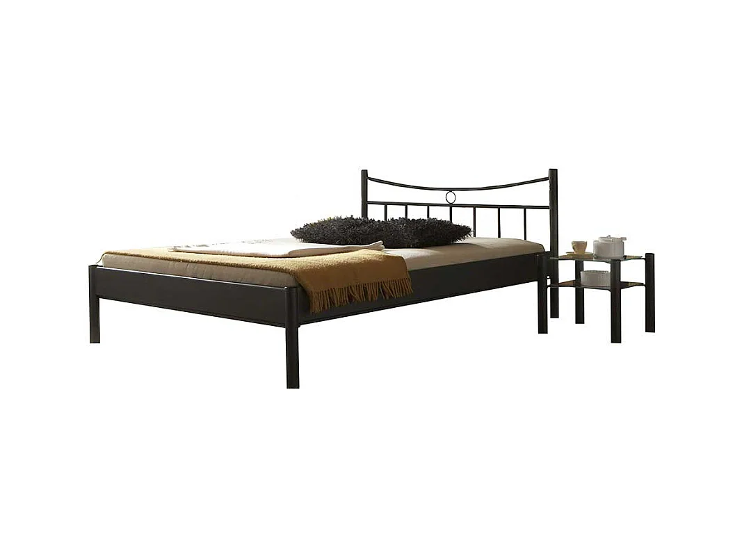 Bett aus Eisen Schwarz mit Nachttisch (zweiteilig)