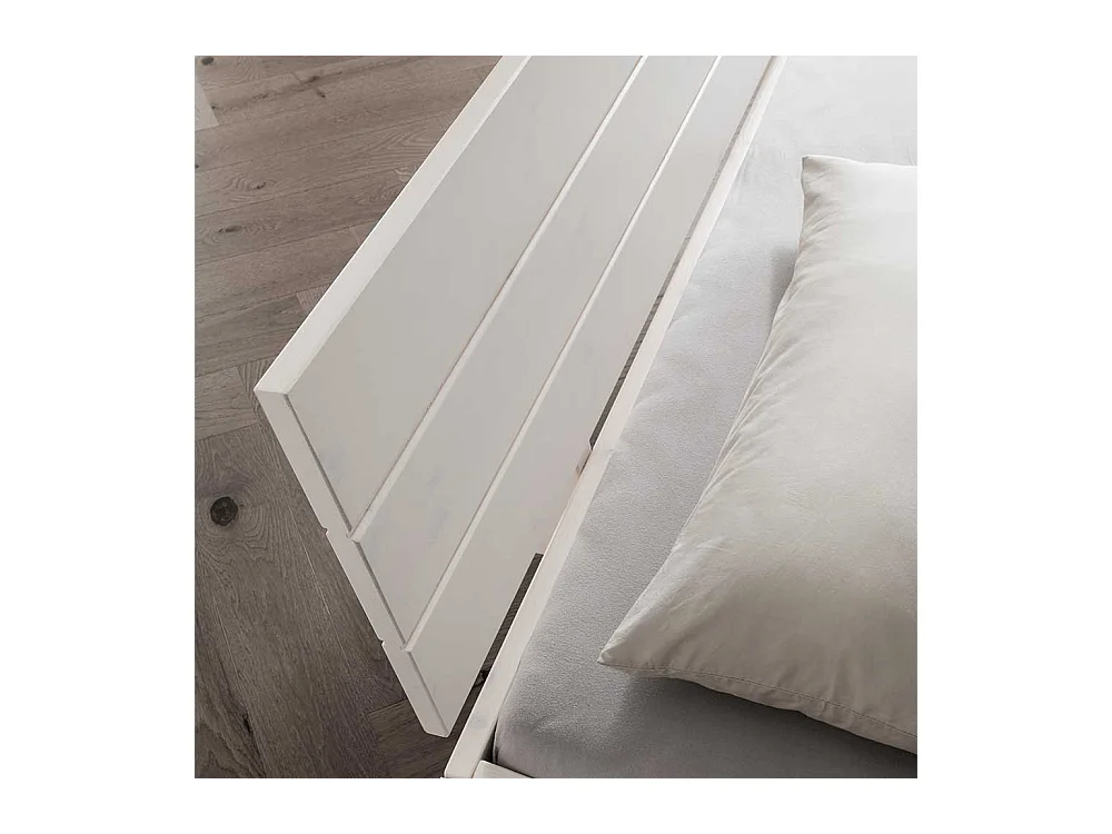 Holzbett Doppelbett modern in Weiß aus Kiefer Massivholz