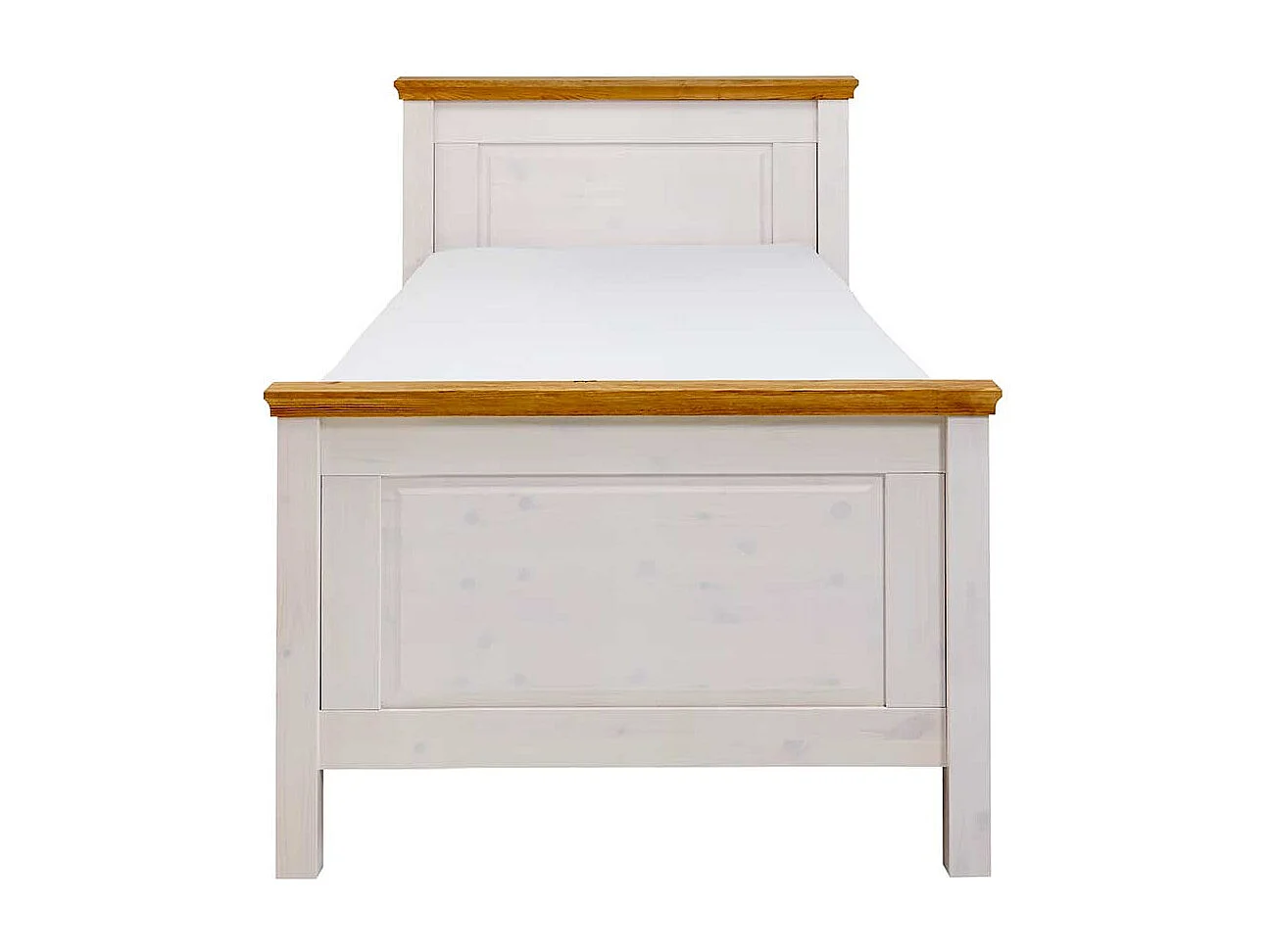 Landhaus Holzbett in Weiß Kiefer Massivholz