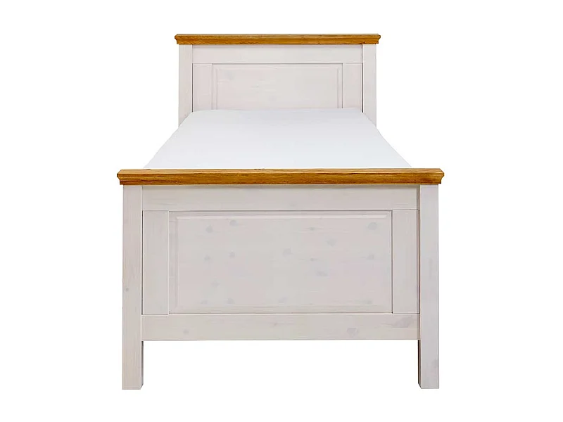 Landhaus Holzbett in Weiß Kiefer Massivholz
