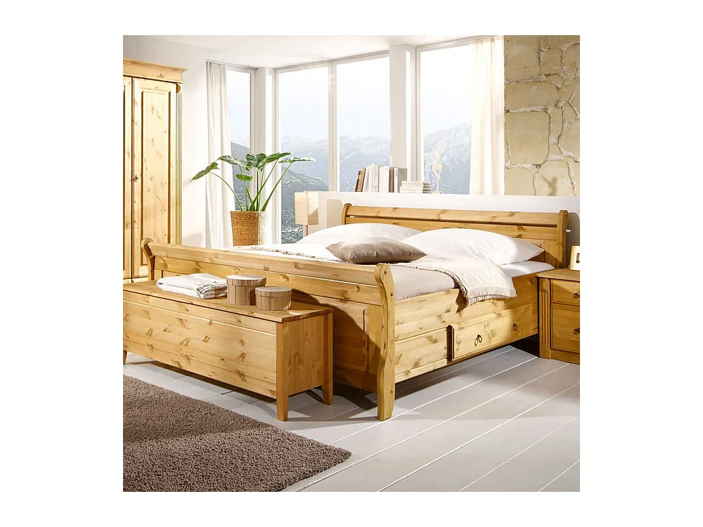 Doppelbett aus Kiefer Massivholz Landhaus