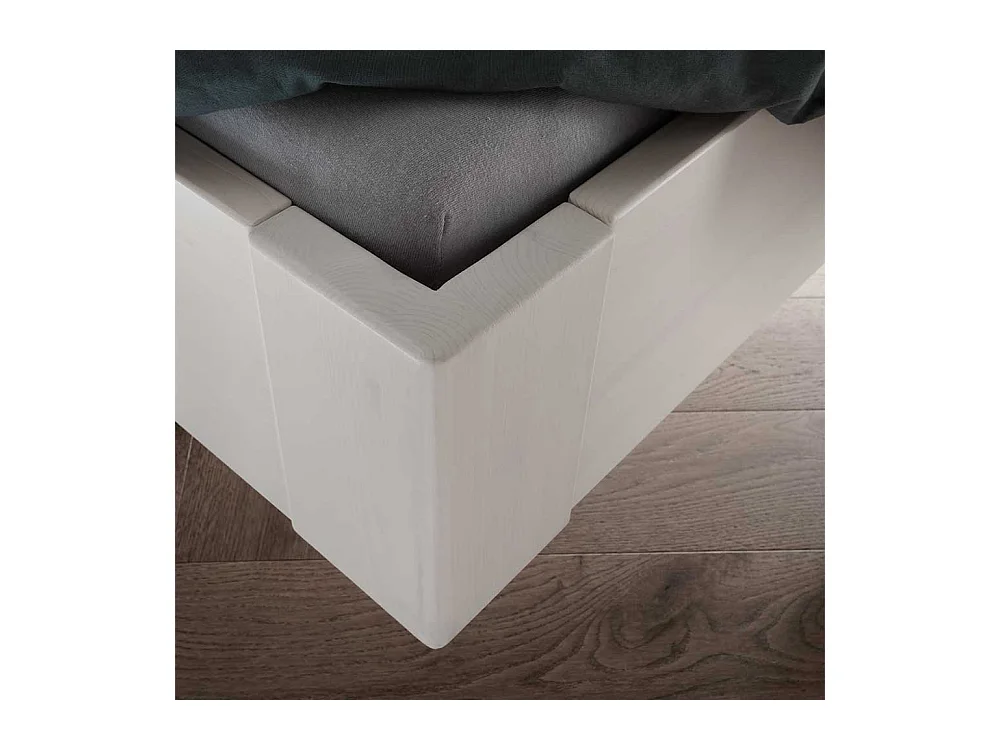 Bett Kufenbett aus Kiefer Massivholz und Metall